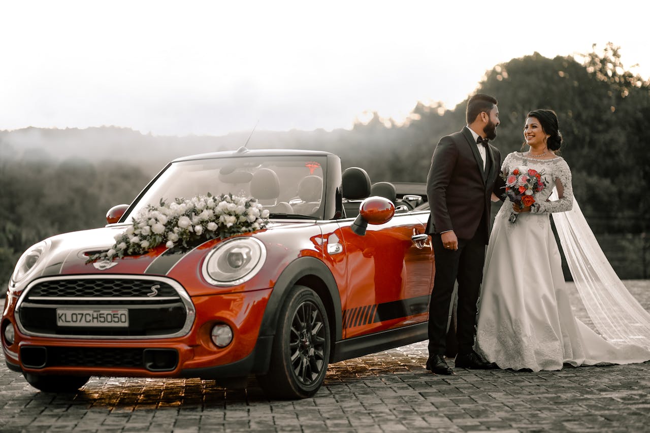 dekoracja auta ślubnego